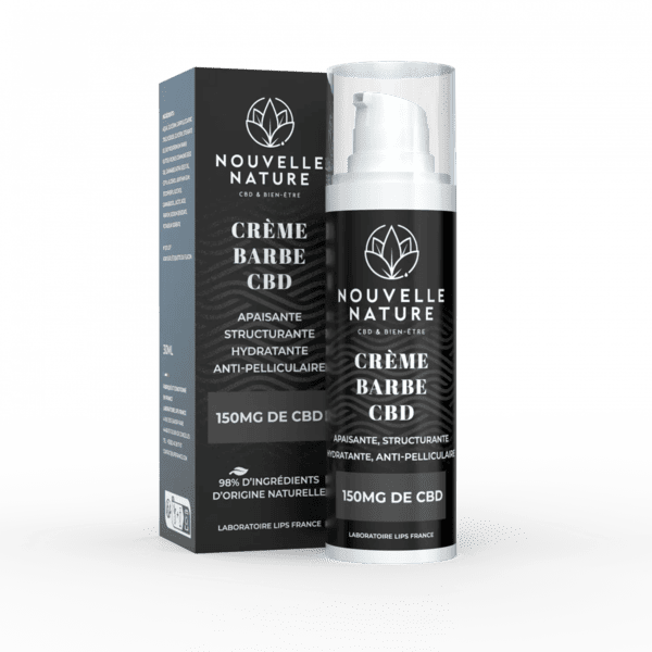Tube de crème à barbe au CBD Nouvelle Nature, marque blanche.