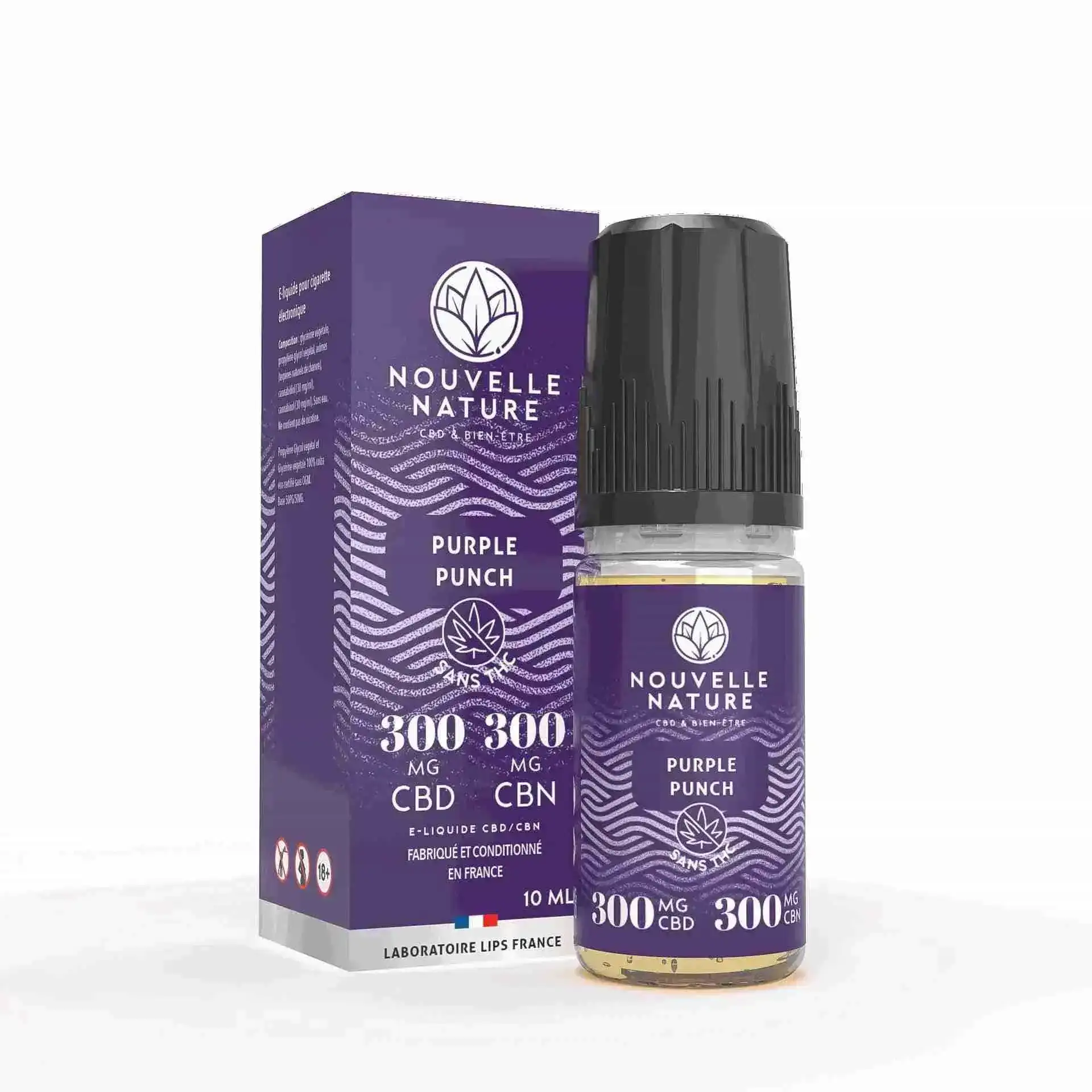 Flacon Nouvelle Nature, marque blanche, e-liquide vape mix CBD/CBN.